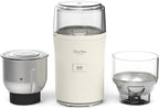 Martha Stewart Electric Coffee & Spice Grinder, Dual 2.5oz Removable Bowls, Storage Lids, Stainless Steel Blades, One Touch Pulse Control, 2-in-1 Compact, Beans & Spices, Herbs & Nuts, Linen White