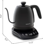 KRUPS Gooseneck Electric Kettle: 1L Stainless Steel, 1350W Fast Boiling, Boils 1 Cup in 80 Seconds, Temperature Control with 8 Presets, 60-Min Keep Warm, Precision Pour for Coffee and Tea