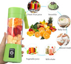 Portable Electric USB Juicer Blender Cup, Mini Blender for Shakes and Smoothies, Juice - 380ml, Six Blades, Green