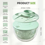 Salad Spinner with Slicer, Multifunctional Vegetable Spinner and Chopper, Large Capacity Salad Preparation Tool, Multi-blade Efficient Vegetable Washer for Home Kitchen (White)