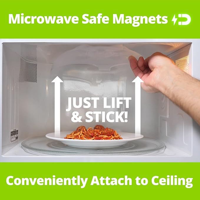 HOVER COVER Magnetic Splatter Cover, 12-Inch Clear BPA-Free Food Lid, Vented Plate Guard with Steam Vents, Anti-Splash Microwave Lid, Dishwasher Safe, Space-Saving Magnetic Storage - Ivory