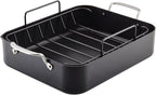 KitchenAid Hard Anodized Roasting Pan/Roaster with Removable Rack, 13 Inch x 15.75 Inch - Matte Black
