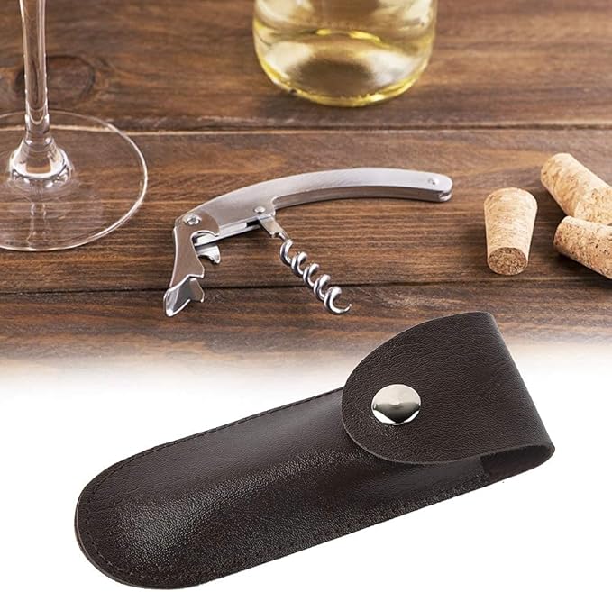 2Pcs Bottle Opener Leather Case, PU Professional Wine Opener Leather Bag Bartender Essentials Wine Tool for Bar Restaurant Home