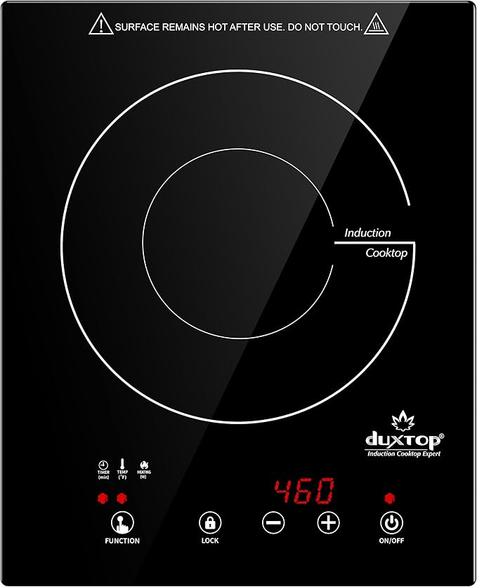 Duxtop Built-in Induction Cooktop, Portable Countertop Burner, Sensor Touch Induction Burner, 170-Minute Timer, Safety Lock, 1800W BT-200T1/8600BI