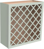 Solid Wood RTA Wine Bottle Rack Wall Cabinet with Lattice Panels - Wine Bottle Holder Storage for Bar, Pantry, or Dining Room and Kitchen(Jade Green, 24”W × 12”D × 30”H)