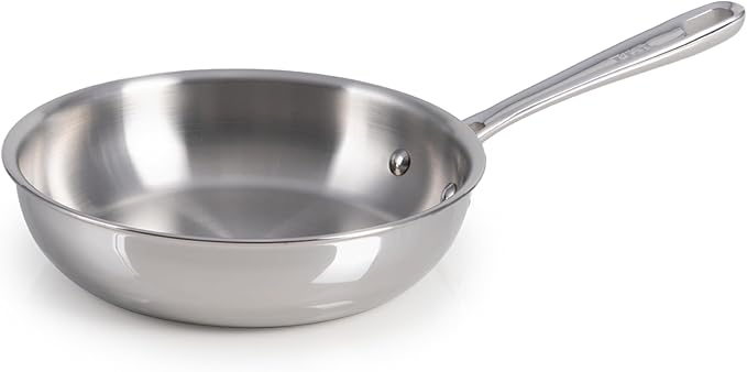 T-Fal Pro Tri-Ply Stainless Steel Fry Pan, 8 Inch, Induction Compatible, Oven Safe 500°F, Fast & Even Heat, Professional Quality & Durability, Frying Pan, Skillet, Cookware, Silver