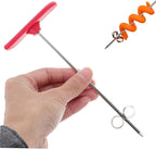 Manual Vegetable Spiral Knife & Carving Tool-Stainless Steel Screw Slicer for Carrots - Cucumbers, Zucchini, Potatoes, Apples, Salad Chopper & Fruit Corer Spiralizer (6.5 inches, Red)