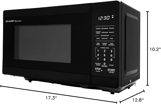SHARP Compact Countertop Microwave Oven with Removable 10" Carousel Turntable, 700 Watt, 0.7 Cubic Feet, Black