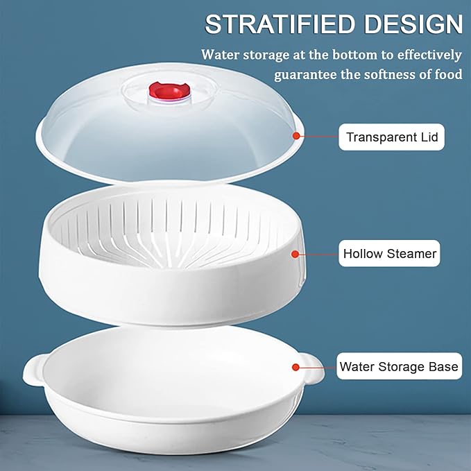 Microwave Vegetable Steamer, Microwave Steamer for Vegetables, Microwave Heating Bowl, Micro Cookware for Cooking (2 - Layer)