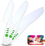 Curious Chef Kid Safe Kitchen Knife Set - 3-Piece Nylon Knives for Kids, White & Green, Ages 4+ - Non-Scratch Tools for Nonstick Pans & Kitchen Tool Set