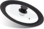 Anaeat Silicone Universal Lid for Pots, Pans and Skillets - Tempered Glass Covered with Heat Resistant Silicone Rim Fits 8", 8.5" and 9.5" Diameter Cookware -Easy to Use Replacement Frying Pan Cover