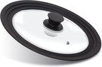 Anaeat Silicone Universal Lid for Pots, Pans and Skillets - Tempered Glass Covered with Heat Resistant Silicone Rim Fits 9.5", 10" and 11" Diameter Cookware -Easy to Use Replacement Frying Pan Cover