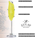 Zulay Kitchen Premium One-Touch Milk Frother for Coffee - Easy-Use Frother Handheld Foam Maker - Electric Whisk Drink Mixer for Cappuccino, Frappe, Matcha and Hot Chocolate (Lime Green)