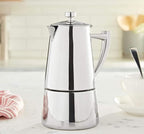 Cuisinox Roma Stovetop Espresso Maker COF-4R, Stainless Steel Coffee Percolator Stovetop, Heat-Resistant & Non-Reactive, 4-Cup Italian Espresso Maker Easy to Clean, Durable Stove Top Percolator