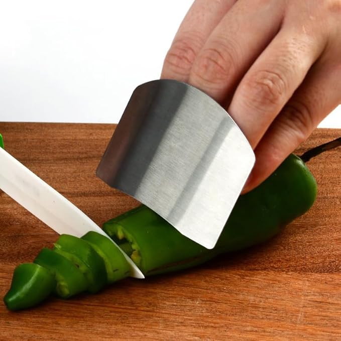 soputry Stainless Steel Finger Guard, Multifunctional Finger Protector for Cutting Food Slicing Finger Guard, Protector Avoid Hurting When Slicing and Dicing Kitchen (2Pcs)