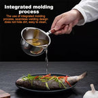 Butter Warmer Pot, Small Cast Iron Basting Pot With Wooden Handle Stainless Steel Multi Purpose Cooking Pot for Milk, Coffee(300mL)