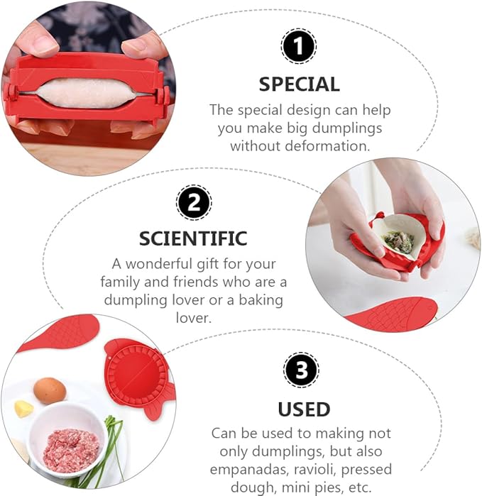 SUPVOX Dumplings Making Molds Set 4pcs Red Dumpling Skin Makers Manual Kitchen Gadget Easy Dough Wrappers Press Tool for Family Cooking
