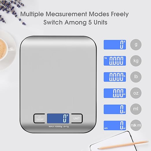 Digital Shipping Scale,Stainless Steel Panel, Accurate Portable Postal Scale for Packages, Small Business,Kitchen, Food, Handmade, Liquids, and Boutique (Silver Black Rechargeable(10kg/1g))