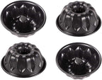 Webake 4 Inch Mini Fluted Tube Pans Nonstick Bakeware Set of 4, Angel Food Cake, Kugelhopf, Brownie