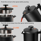 Secura French Press Coffee Maker, 304 Grade Stainless Steel Insulated Coffee Press with 2 Extra Screens, 34oz (1 Litre), Black