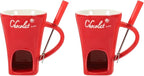 Garneck 2 Sets Chocolate Fondue Mugs Ceramic Multifunction Pot Chocolate Mug Porcelain Melt Chocolate Fondue Crucible Mini Fondue Pot for Cheese Caramel Butter