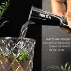 Nikita Cocktail Shaker, 5-Piece Martini Shaker & Bartender Kit with Bar Accessories Strainer, Jigger, Spoon & Muddler, Silver 16oz Drink Mixer with Bartender Accessories