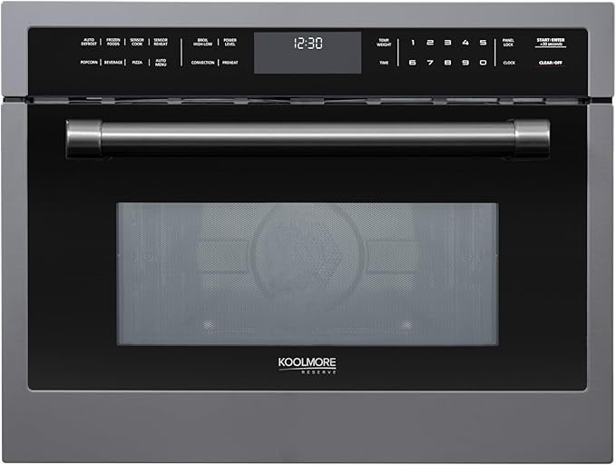 KoolMore Reserve 24 in. 1.6 cu. ft. Built-in Convection Microwave Oven with 10 Power Levels, Sensor Cooking, Bake, Roast, Broil, Defrost, 1750 Watts, UL Certified in Black Stainless-Steel