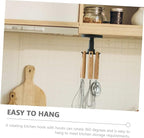 Healifty 3pcs Rotating Kitchen Hooks Utensil Hanger Set for Hanging Cooking Tools Under Cabinet Black Utility Organizer Storage