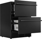 24 Inch Under Counter Fridge, Outdoor Refrigerator with Dual Drawers, Stainless Steel Door, Fast Cooling, Low Noise, Grid Organizers, Drawer Fridge for Home, Outdoor & Commercial (Black)