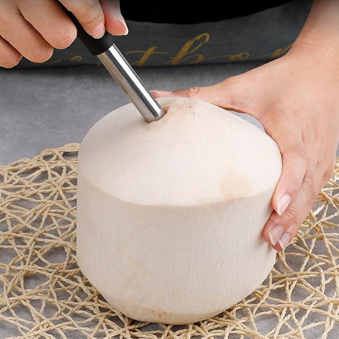 Luxshiny Coconut Opener Tool Stainless Steel Meat Grater Set Reusable Kitchen Gadget Young Coconut Shell Opening Meat Extraction Home Cooking