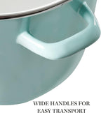 Martha Stewart Thayer 12-Quart Enamel on Steel Scratch-Resistant Stock Pot with Lid – Martha Blue – Durable Large Capacity Pot for Soups, Stews & Boiling