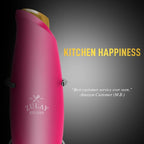 Zulay Kitchen Premium One-Touch Milk Frother for Coffee - Easy-Use Frother Handheld Foam Maker - Electric Whisk Drink Mixer for Cappuccino, Frappe, Matcha and Hot Chocolate (Hot Pink, Gold Button)