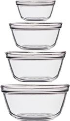 Anchor Hocking 4 Piece Glass Mixing Bowls Set – Durable, Microwave, Oven, and Dishwasher Safe – Perfect for Prep, Mixing, Serving, and Storage – Made in USA