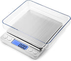 Food Scale, LZPGITGD Digital Kitchen Scale Weight Grams and OZ for Cooking Baking, Coffee, Loss Dieting, Jewelry and Meal Prep, 2 Trays, LCD, Auto Off, Tare Function, Stainless Steel(3000g/0.1g)