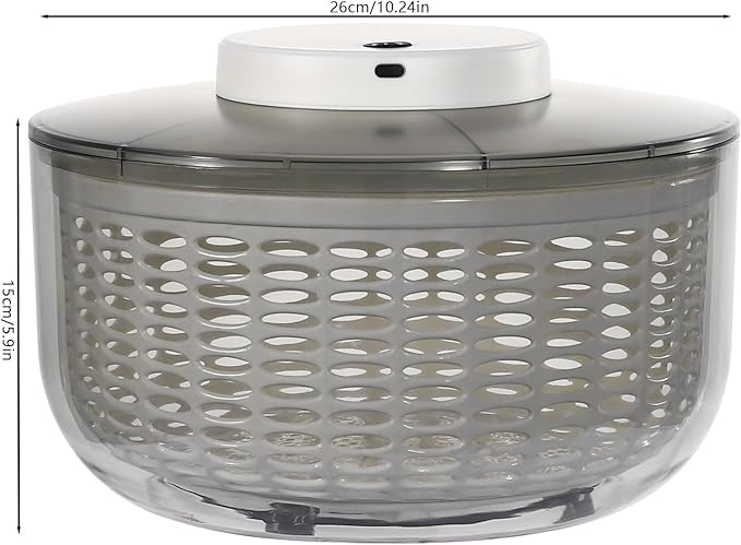 Electric Salad Spinner, Fruit Vegetable Washer Dryer Large 6L Capacity, 6W Multi-Use Lettuce Spinner, Vegetable Dehydrator, for Greens, Herbs, Berries, Vegetables and Fruits