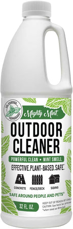 Mighty Mint Outdoor Cleaner, Powerful | Bleach-Free | Biodegradable, Cleans Stains on Wood, Decks, Concrete, Patios, and Vinyl Siding, Natural Mint Scent, 32oz