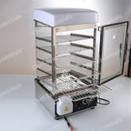 Electric Bun Steamer, Curved Glass Luxury Design 5 Layers Stainless Steel Food Hot Showcase, Bao steaming machine (500C)
