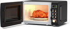 Moccha Retro Microwave, 0.7Cu.ft Compact Microwave, 700-Watt Countertop Microwave Ovens w/5 Micro Power, Delayed Start Function, LED Display, Child Lock, Small Microwave (Black)