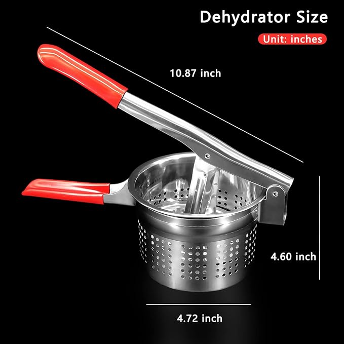 Stainless Steel Vegetable Squeezer, Upgrade Non-Slip Red Silicone Handle,Filling Pancakes,etc. (Upgrade 40oz)