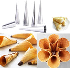 Kopida Cream Horn Molds 6PCS Stainless Steel Horn Molds Cone Croissant Cream Horn Bread Cream Puff Pastry Roll Brioche Mold Waffle Cone Mold Baking Tool