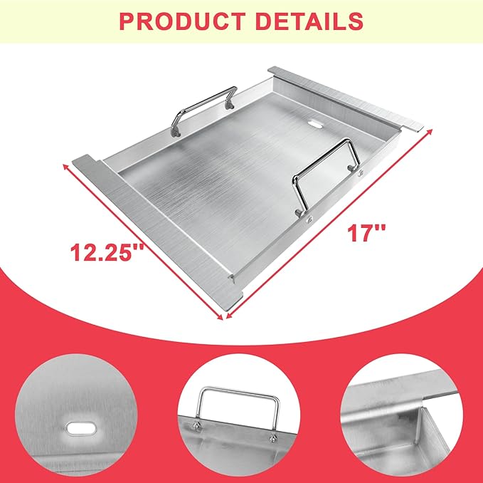 Half Griddle for Ninja FlexFlame PG300 Grills, Stainless Steel Sizzle Griddle Plate for Ninja-Flex Flame Grill Accessories XSKHLFGRIDLE, Even Heat Distribution & Versatility For Cooking 17''L x 12''W