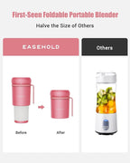 EASEHOLD Portable Blender for Smoothies, Magnetic Rechargeable Personal Blender with Ultra Sharp 4 Blades, Foldable Travel Juicer Cup, BPA-Free 10.5oz To-Go Mixer for Shakes, Gym, Office