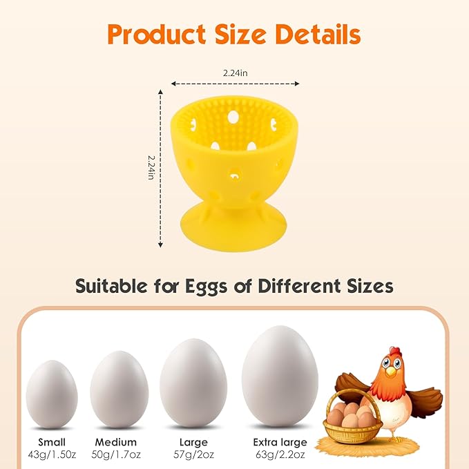 Egg Brush Cleaner, Egg Cleaner Scrubber for Fresh Eggs, Cute Chick Shaped Silicone Egg Washer, Reusable Multipurpose Washing Egg Tool for Fruits and Vegetables(Yellow)