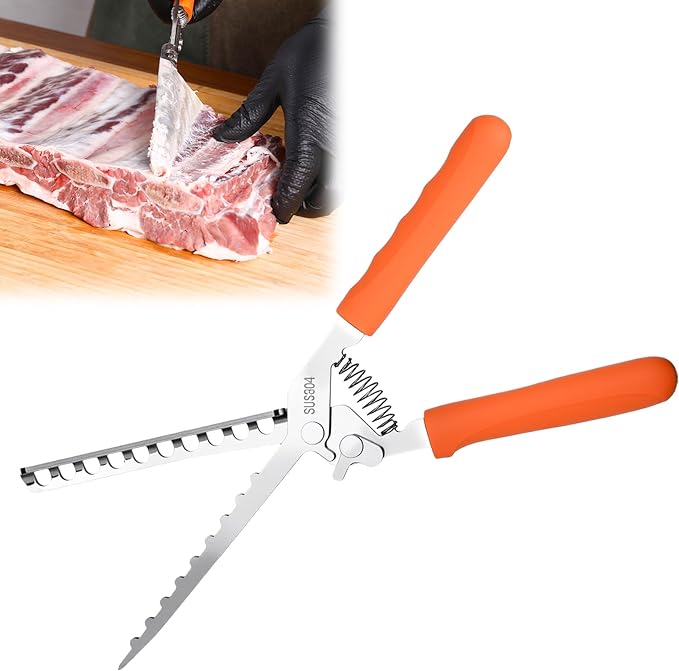 Rib Membrane Removal Tool,Stainless Steel Rib Prep Tool Membrane Remover,BBQ Membrane Remover for Ribs with Arc Clamp & Non-Slip Grip for Easy Rib Skinner,Kitchen Gadgets for Barbecue Enthusiasts