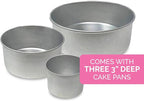 Aunt Shannon's Kitchen Tall Round Cake Pans - 4 Inch, 6 Inch, 8 Cake Pan Set for 3 Tiered Aluminum Pans Sets for Baking Wedding,Birthday Cakes,Leak Proof & Straight Side, Non-toxic & Dishwasher Safe
