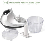 La Reveuse Electric Mini Food Chopper Vegetable Fruit Cutter Meat Grinder Mincer Small Food Processor with 1.3-Cup Prep Bowl, Silver