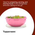 Tupperware Fix-N-Mix 1.7 Gallon Mixing Bowl with Lid, Pink Vintage Color, Dishwasher Safe and BPA Free (6.5 L)
