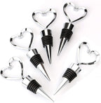 Pack of 5 Heart Shape Stainless Steel Bottle Stopper Love Design Wine Beverage Bottle Stopper Bar Wine Tool