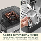 Cuisinart Espresso Bar Grind & Brew Espresso Machine, 16 Grind Settings from Fine to Coarse, Makes Hot or Cold Cafe-Quality Beverages at Home Including Cappuccino, Lattes and Cold Coffee, EM-640