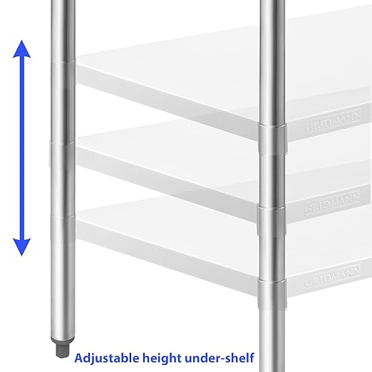 GRIDMANN Stainless Steel Kitchen Prep Table 30 x 24 Inches with Backsplash & Under Shelf, NSF Commercial Work Table for Restaurant and Home